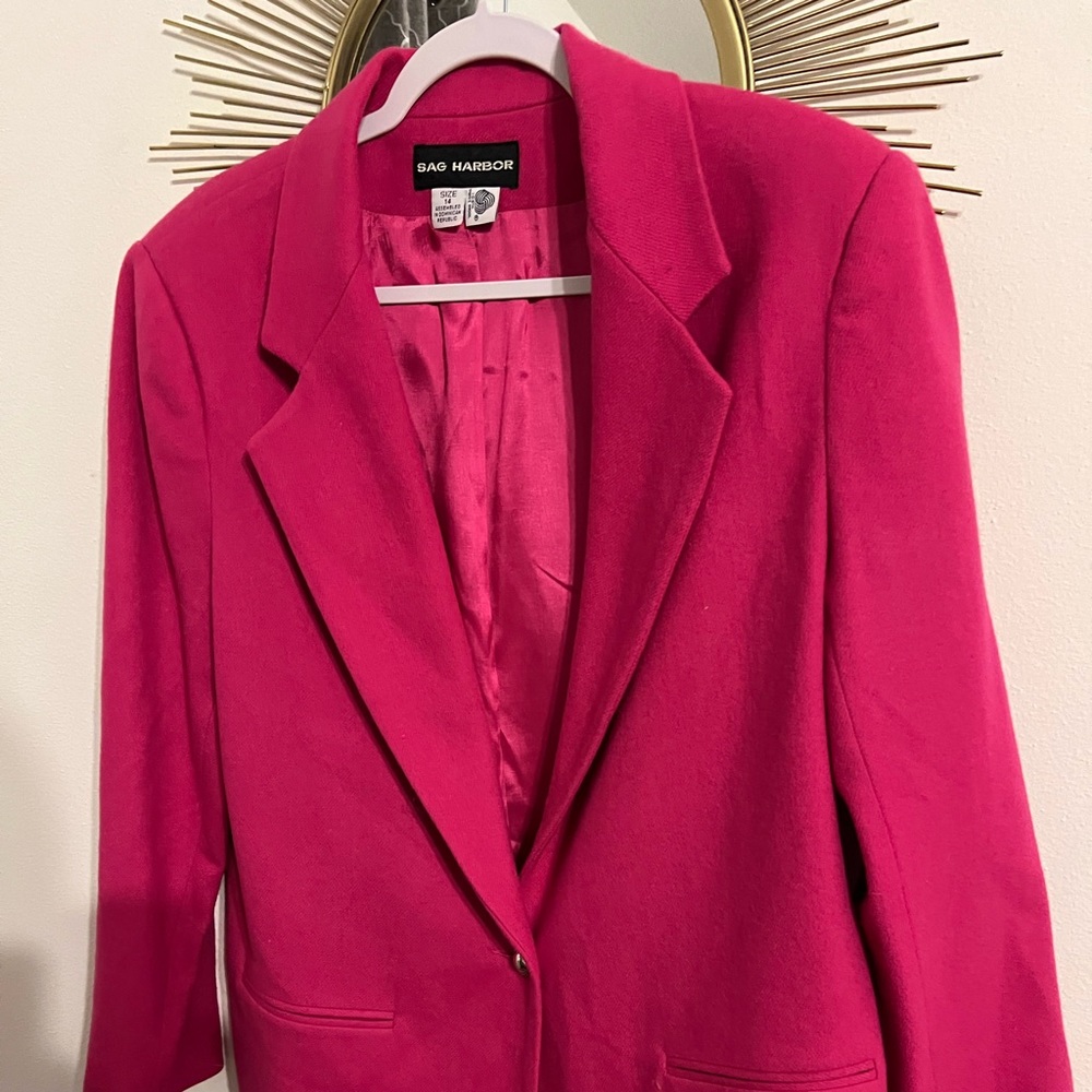 Bright Pink 100% Wool Blazer